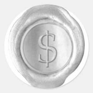 Wax Seal Monogram - Zilver - Serif $ - Ronde Sticker