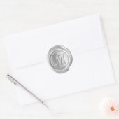 Wax Seal Monogram - Zilver - Victoriaans M - Ronde Sticker (Envelop)