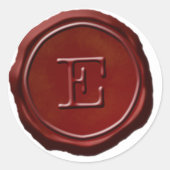 Wax Seal Red Monogram E Initiaal Ronde Sticker (Voorkant)
