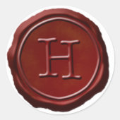 Wax Seal Red Monogram H-Initiaal Ronde Sticker (Voorkant)