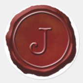 Wax Seal Red Monogram J Initiaal Ronde Sticker (Voorkant)