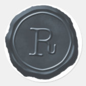 Wax Seal Silver Blue Monogram R-Initiaal Ronde Sticker (Voorkant)