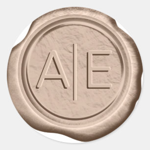Wax Seal Wedding Accent Initialen Bronze ID948 Ronde Sticker