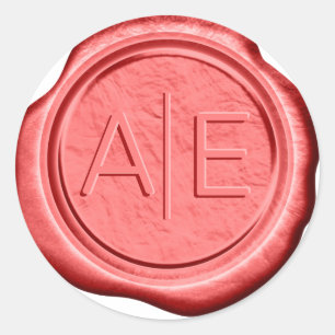 Wax Seal Wedding Accent Initialen Scarlet ID475 Ronde Sticker