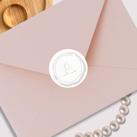 Wax Seal White Monogram Initiaal Ronde Sticker