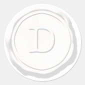 Wax Seal Wit Monogram D Initiaal Ronde Sticker (Voorkant)