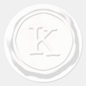 Wax Seal Wit Monogram K Initiaal Ronde Sticker (Voorkant)