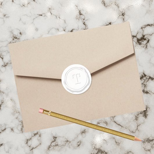 Wax Seal Wit Monogram T Initiaal Ronde Sticker