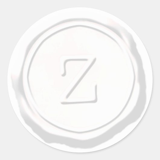 Wax Seal Wit Monogram Z Initiaal Ronde Sticker (Voorkant)