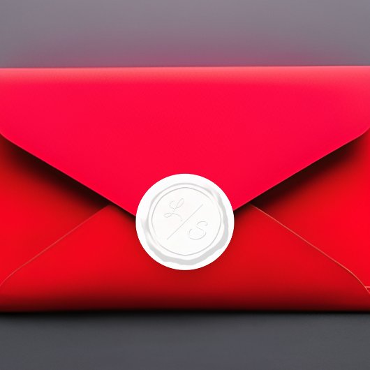 Wax Seal Witte Dubbele Initialen Monogram Ronde Sticker