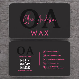 Wax Specialist Esthetician QR Code Hot Pink Black Visitekaartje