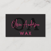 Wax Specialist Esthetician QR Code Hot Pink Black Visitekaartje (Voorkant)