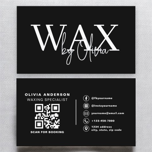Wax Specialist Esthetician QR Code Zwart Wit Visitekaartje