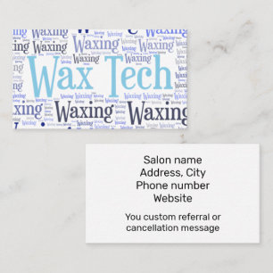 Wax tech blauw visitekaartje