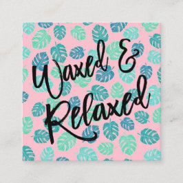 Wax typografie tropische bladroze vierkante visitekaartje