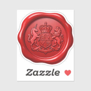 Wax zegel - Crest Kroon Eenhoorn & Leeuw 2 Sticker