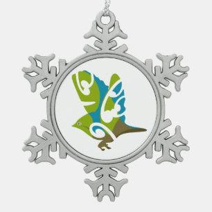 Waxeye - Tauhou, Nieuw-Zeelandse vogelpest Tin Sneeuwvlok Ornament
