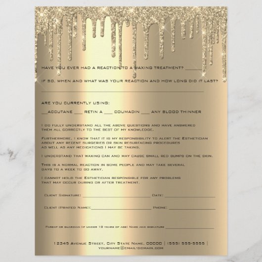 Waxing Depilation Liability Waiver Release Form Wo Flyer (Achterkant)