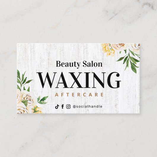 Waxing Wood Spring Aftercare Card Visitekaartje (Voorkant)