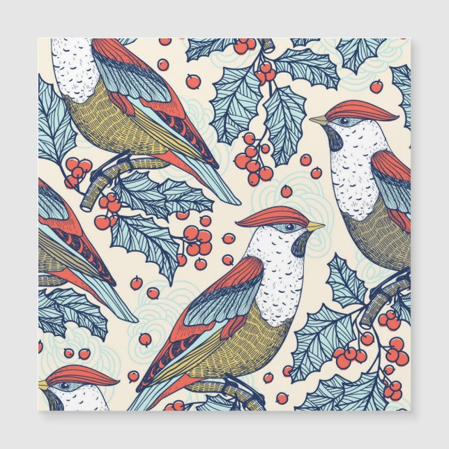  Waxwings Holly Kerstpatroon (Voorkant)