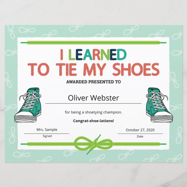 Way to Stropdas Laces Milestone Certificate Award (Voorkant)