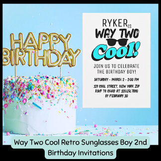 Way Two Cool Retro Zonnebril Jongen 2e Verjaardag Kaart