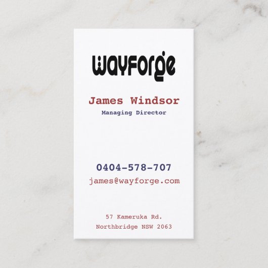 Wayforge Visitekaartje (Voorkant)