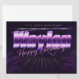 Waylon prénom carte rétro lilas pour anniversaire