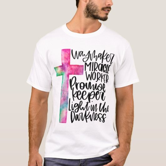 Waymaker Mirakelwerker Rainbow Christelijk T-shirt (Voorkant)