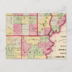 Wayne, Edwards, Wabash, Hamilton, White counties Briefkaart