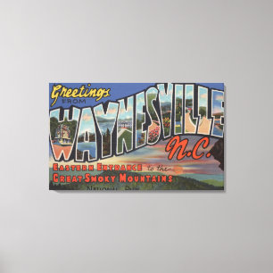 Waynesville, North Carolina - Large Letter Scene Canvas Afdruk