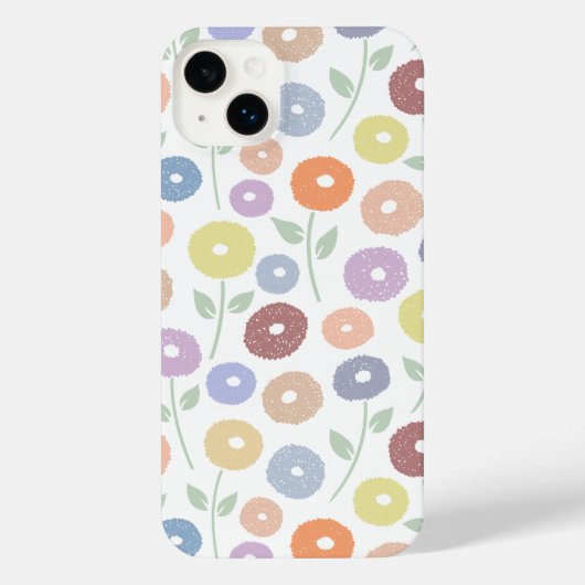 Wazig Bloem Herhaal Patroon Pastels op Wit iPhone Hoesje (Achterkant)