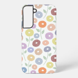 Wazig Bloem Herhaal Patroon Pastels op Wit Samsung Galaxy Hoesje