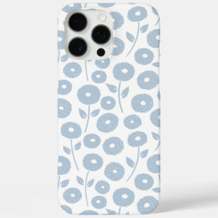 Wazig Bloem Herhalend Patroon Blauw op Wit iPhone 16 Pro Max Hoesje