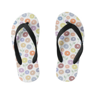 Wazig Bloemmotief Pastels op Wit Kinder Teenslippers