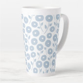 Wazig bloempatroon blauw op wit latte mok (Rechterhoek)