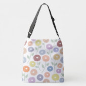 Wazige Bloem Groot Patroon Pastels op Wit Crossbody Tas (Achterkant)