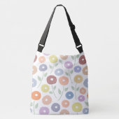 Wazige Bloem Groot Patroon Pastels op Wit Crossbody Tas (Voorkant)