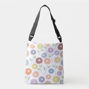 Wazige Bloem Groot Patroon Pastels op Wit Crossbody Tas