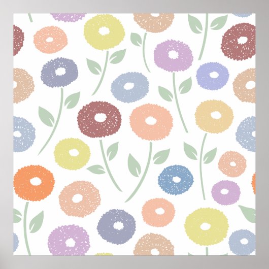 Wazige Bloem Groot Patroon Pastels Poster (Voorkant)