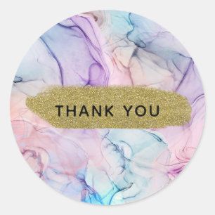 Wazige etherische pastel waterverf inktachtige fan ronde sticker