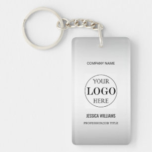 Wazige Grijze Achtergrond Aangepaste Logo Business Sleutelhanger