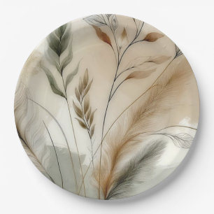 Wazige groene moderne botanische boho-bruiloft papieren bordje