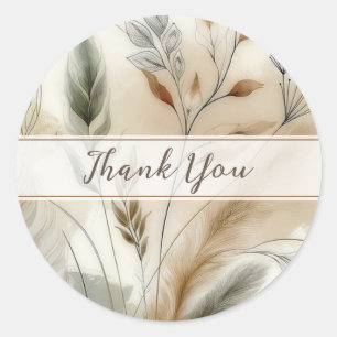 Wazige groene moderne botanische boho-bruiloft ronde sticker