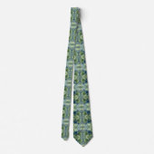 Wazige groene X op abstract denim patroon Stropdas (Achterkant)