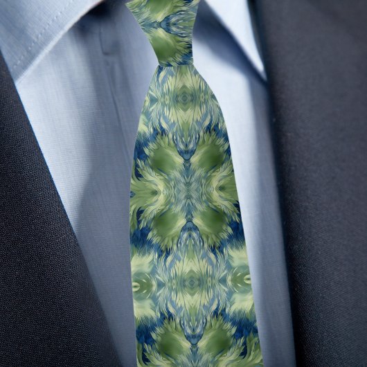 Wazige groene X op abstract denim patroon Stropdas