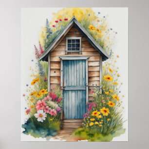 Wc-huisje Aquarel 1 Poster