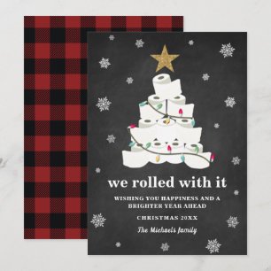 Wc-papier Kerstboom Buffalo Plaid Grappig Feestdagenkaart