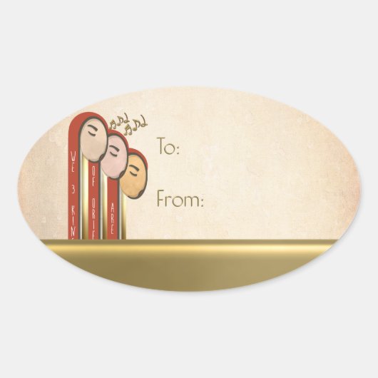 WE 3 Kings - Art Deco Christmas To-From Ovale Sticker (Voorkant)