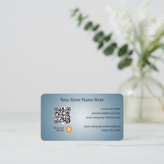 We accepteren bitmunt QR Code gradiënt blauw Visitekaartje (Staand voorkant)